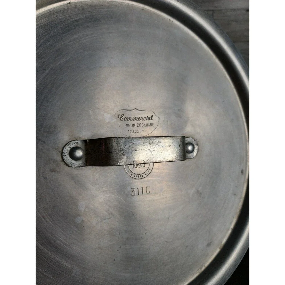 Vintage Dura-Ware 14 Quart Aluminum Stock Pot w/ Lid & Handles Commercial